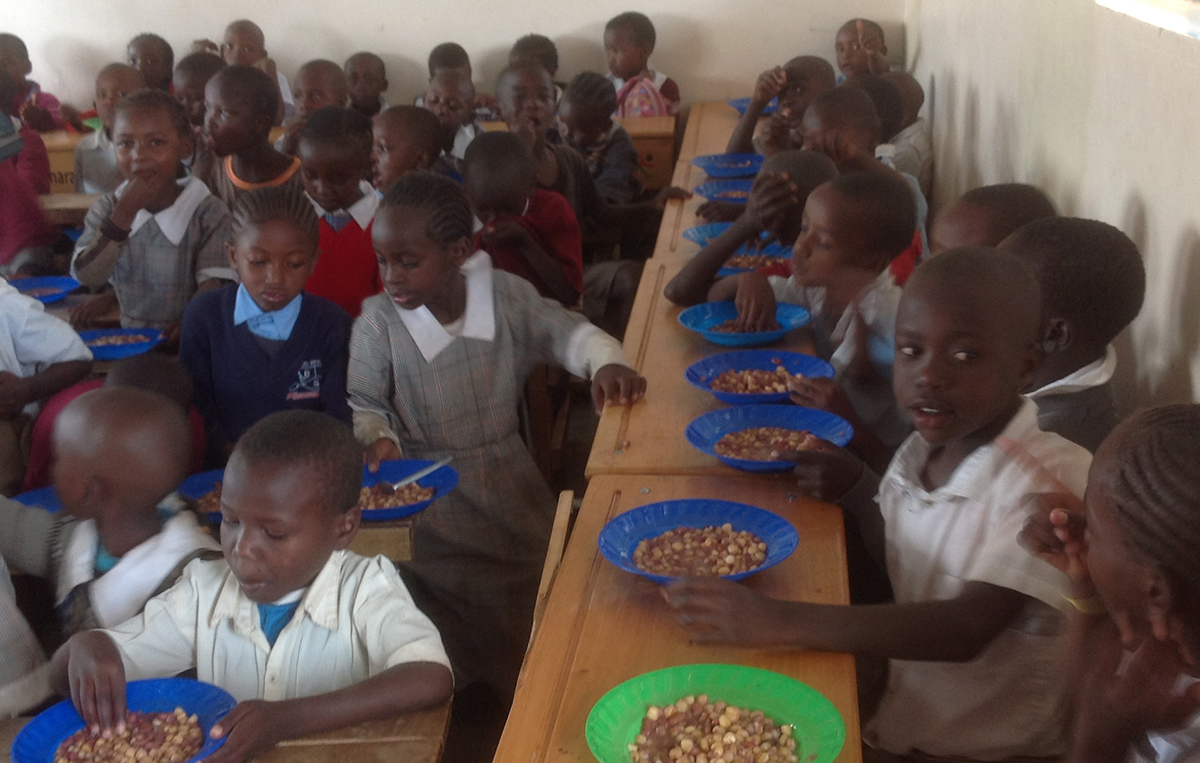 Students of Ngwata Primary School enjoying their lunch